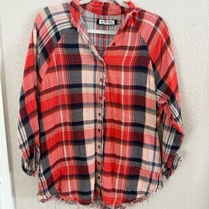 Free People Plaid Button-Up Shirt- S